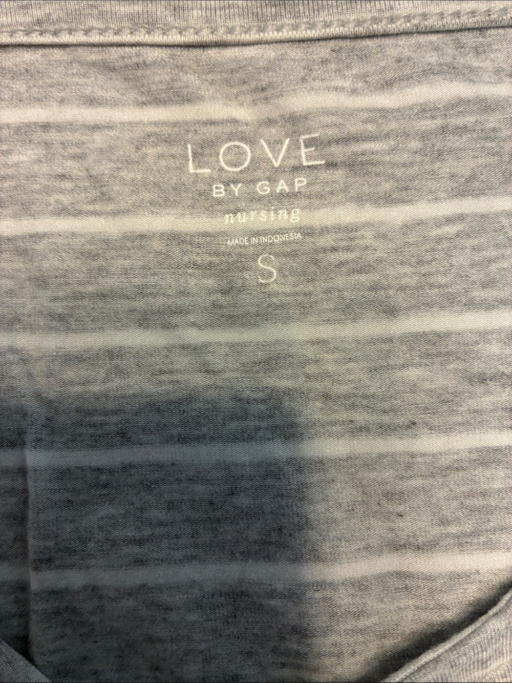 Striped Light Gray Long-Sleeve Nursing-Friendly Tunic Top - Picture 2 of 3
